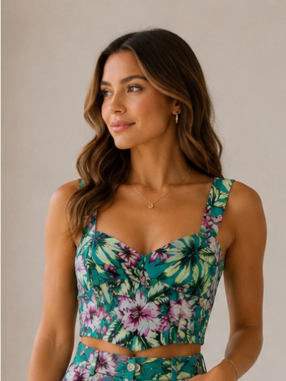 Walter Baker Tropical Floral Crop Top Size Small